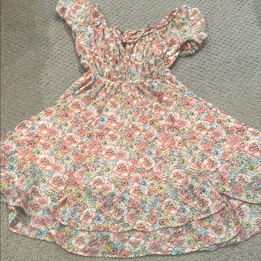 Floral Junior Dress in Pink and Cream
